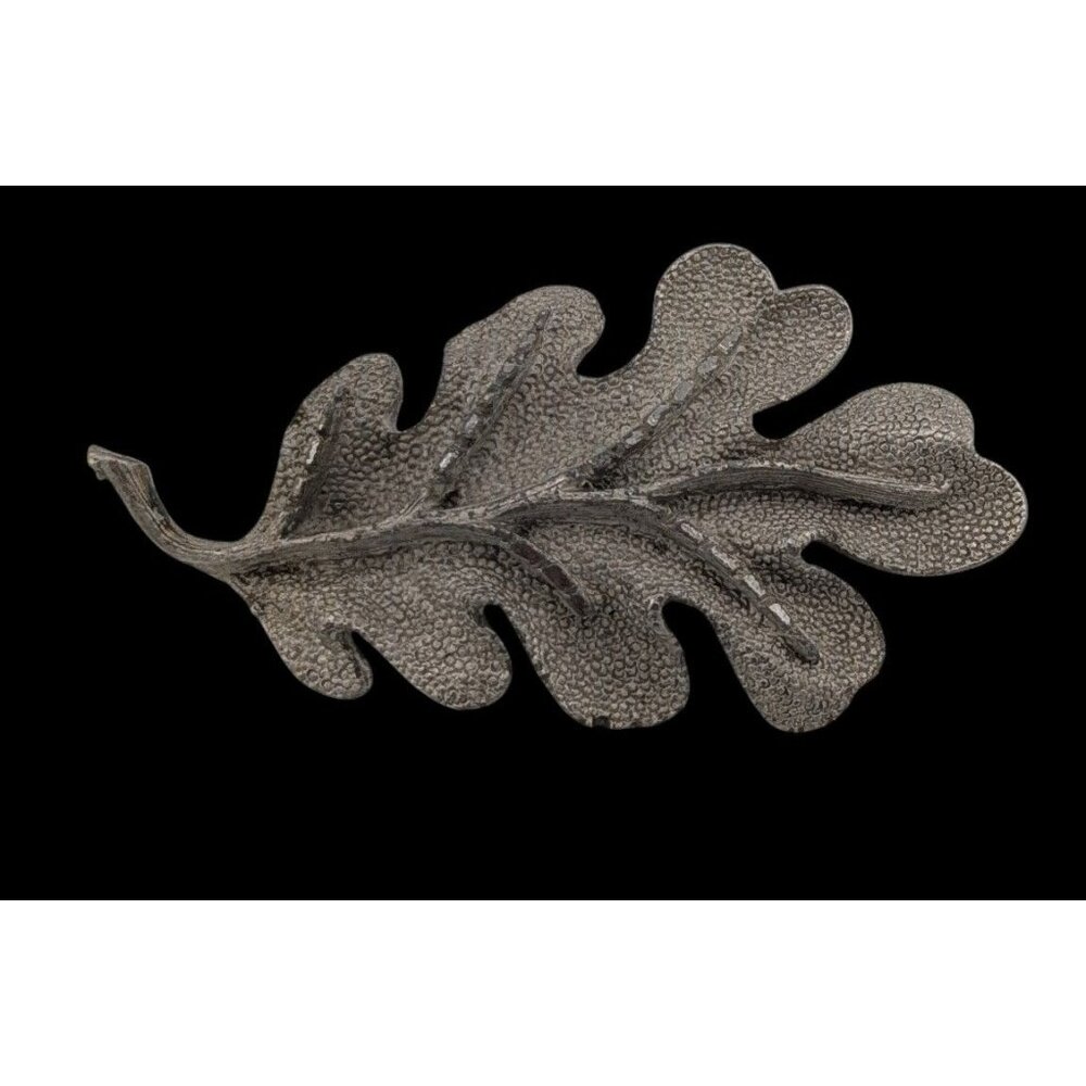 Vintage Cottagecore Oak Leaf Brooch Textured Silver Tone